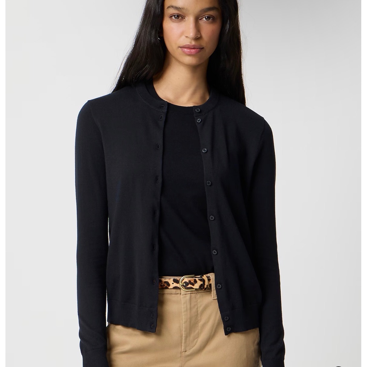 J. Crew The Clare Cardigan Womens Xs Black 3/4 Sleeve Cotton Button Up Classic
